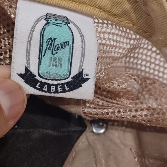 Manson Jar Label Vintage COCKY Hat Trucker Baseball Green/Beige - Picture 6 of 6